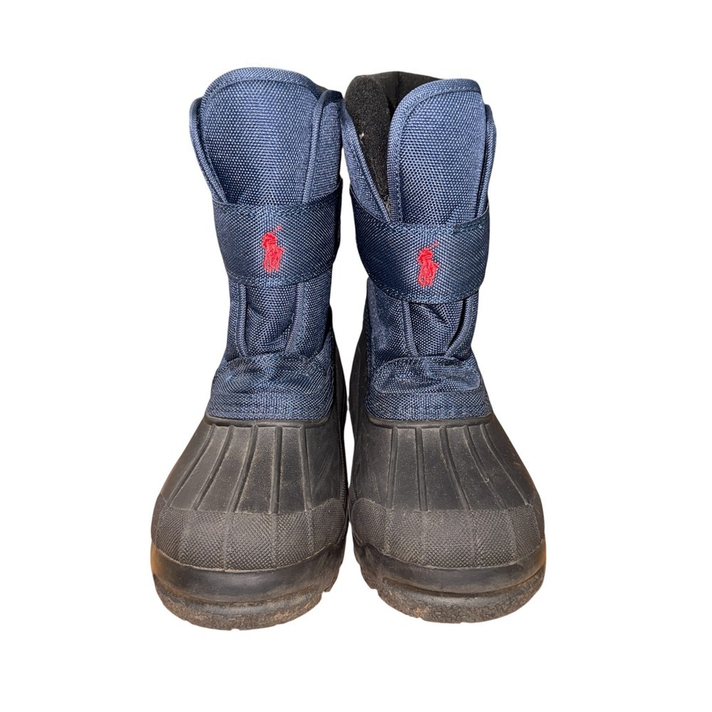 Polo Ralph Lauren Everlee Snow Boots Kids 3 Pre-Owned Blue Fleece Lined HookLoop